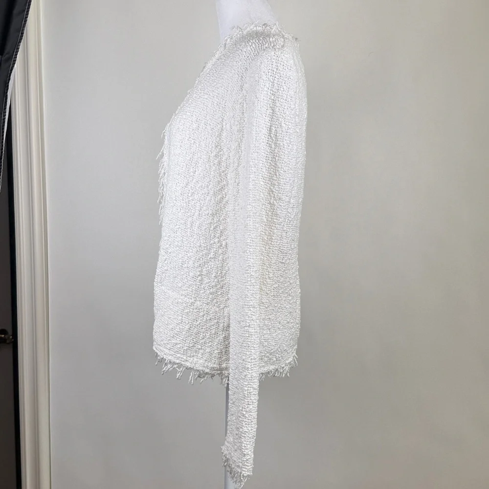 IRO Shavani White Boucle Fringe Lightweight Jacket Size 42 (Size 10)